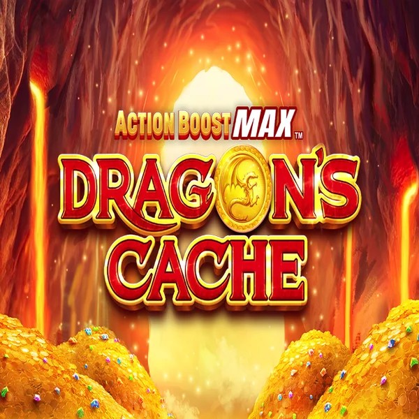 Action Boost Max Dragon&#039;s Cache logo – Slots by SpinPlay Games at Tikitaka Casino