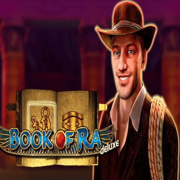 Book of Ra Deluxe online game logo by Novomatic on tikitaka-casino.org